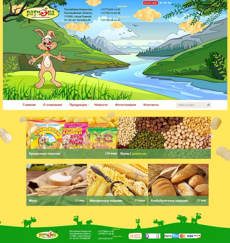 Создание сайта для продовольственной компании Раумэна - http://raumena.com
